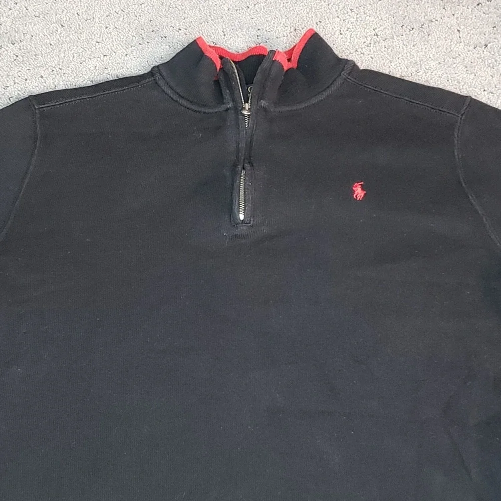 Polo Ralph Lauren Sweater Mens XL Black Long Sleeve 1/4 Zip Pullover Preppy